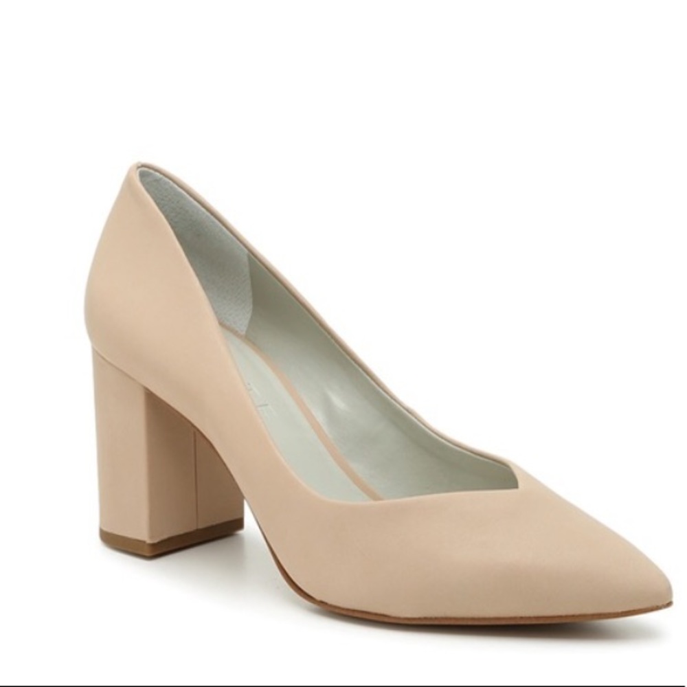 Cipria Leather Saffy Block Heel Pump
